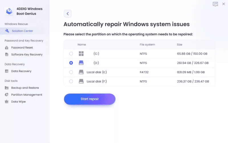 4DDiG start repair