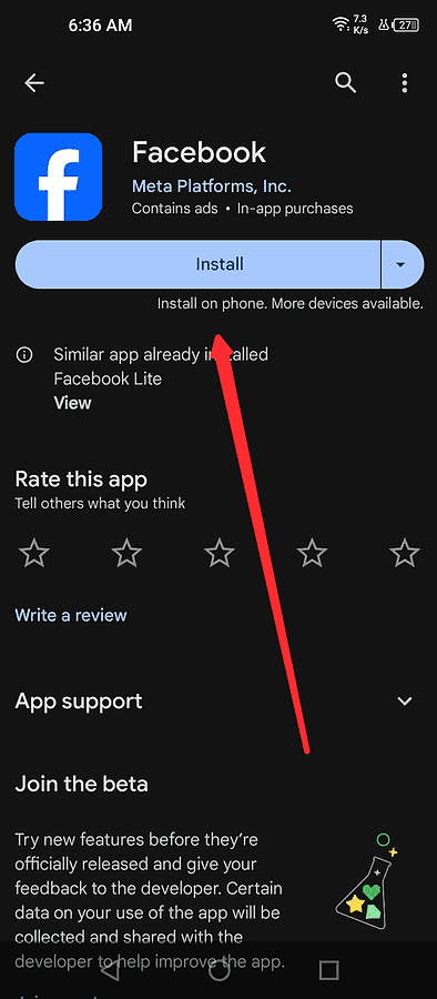 After it uninstalls, tap on install.