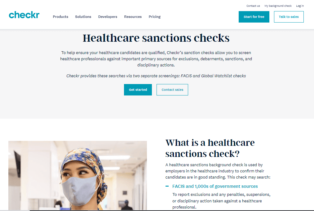 Checkr healthcare sanctions check