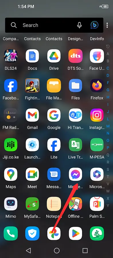 Hold the Messenger icon on your app drawer.