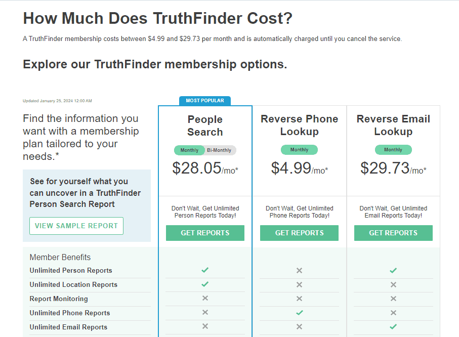 How Much Does TruthFinder Cost