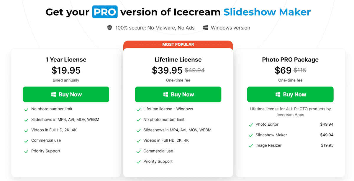 Icecream Slideshow Maker Pricing