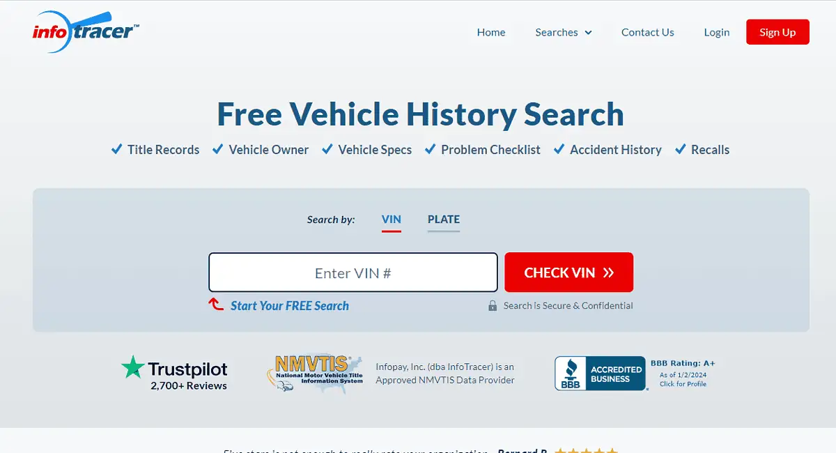 InfoTracer Vehicle History Check