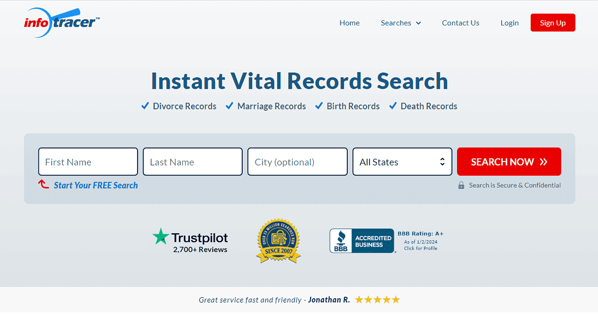 InfoTracer Vital Records Search