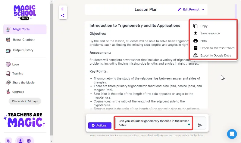 Lesson Plan Generator - MagicSchool