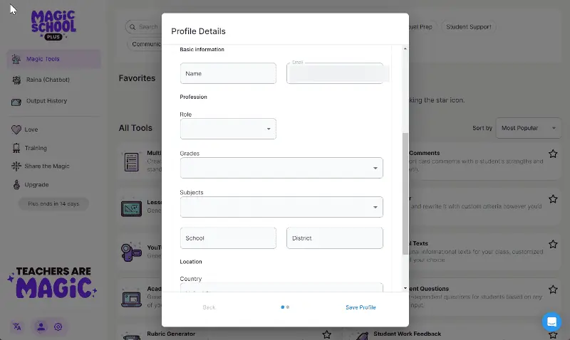 Input Profile Details