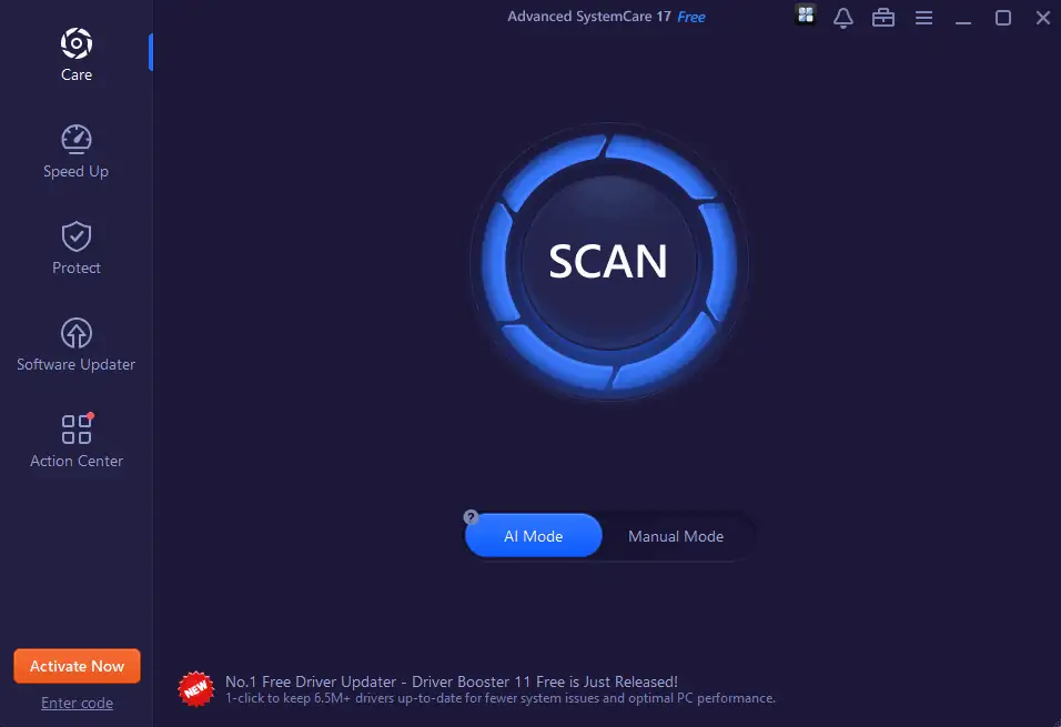 Advanced System Care Scan button