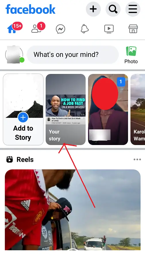 Open your Facebook app and tap on your story