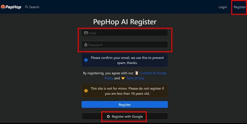Register PepHop