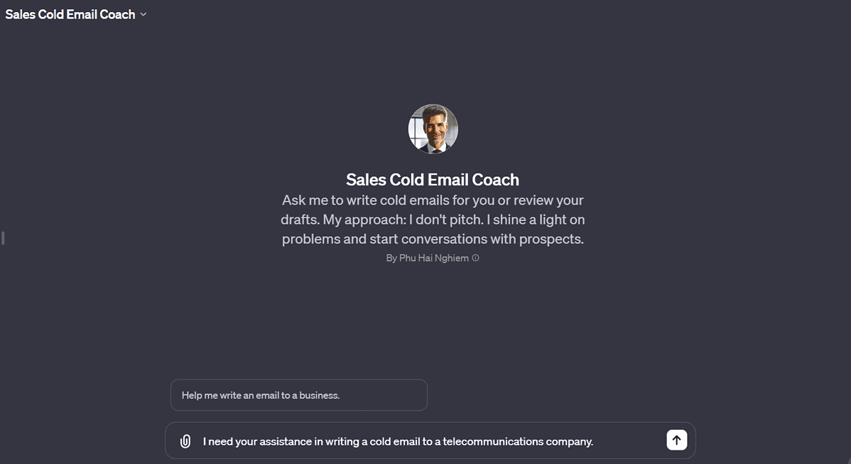 Sales Cold Email Coach best Custom GPTs