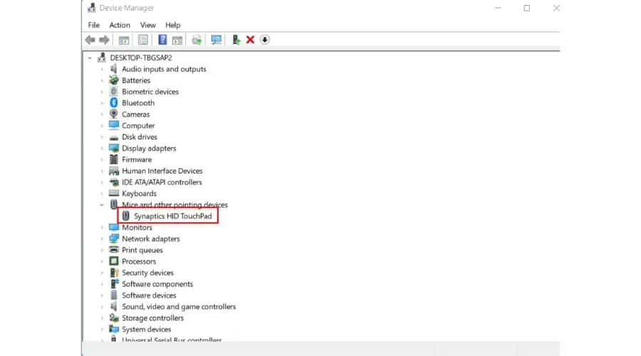 Synaptics touchpad driver Windows 11 Device Manager Synaptic TouchPad