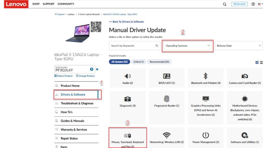 Synaptics touchpad driver Windows 11 Lenovo site