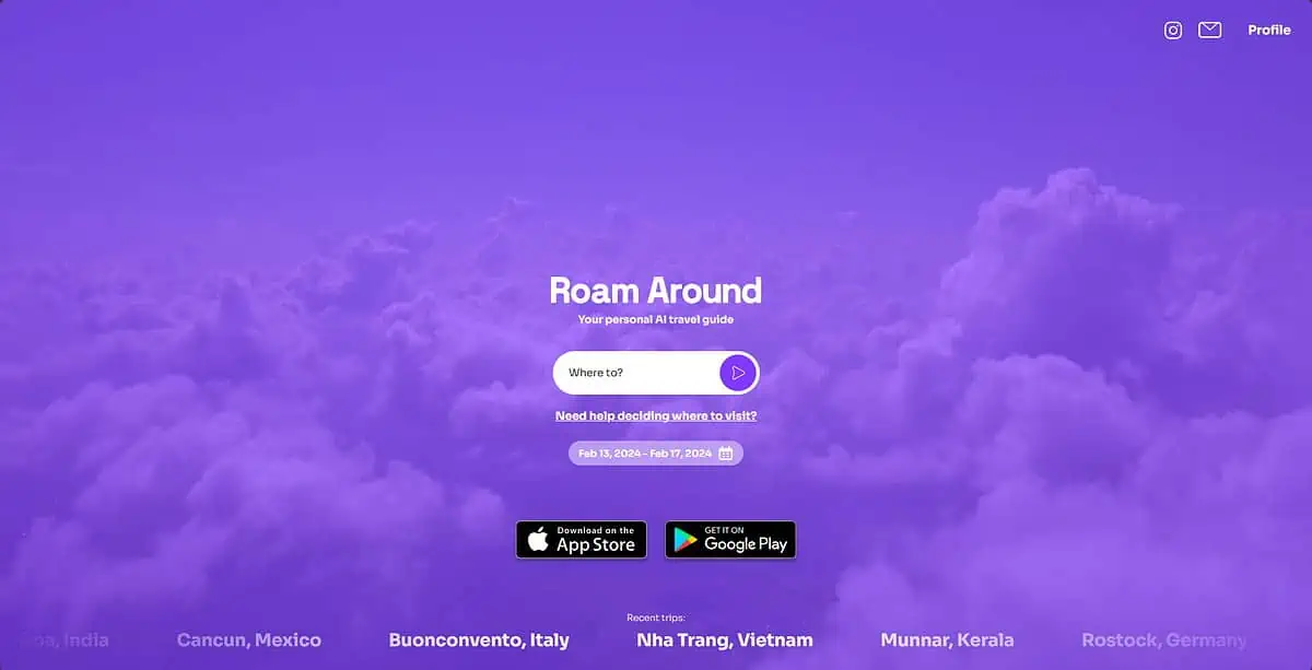 Roam Around AI for travel planning