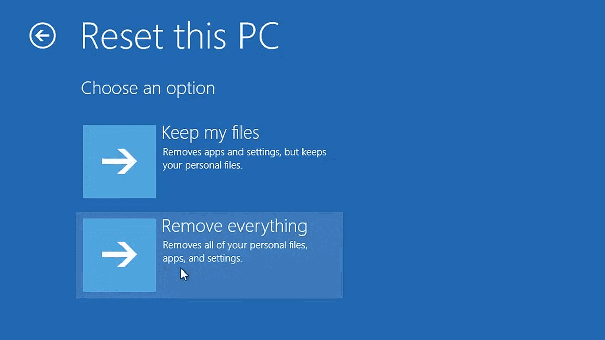 Windows reset this PC