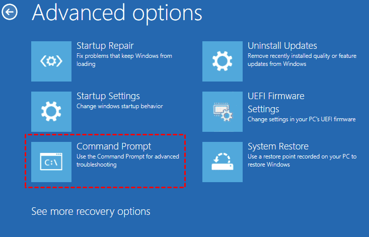 Windows Advanced Boot Options - Command Prompt