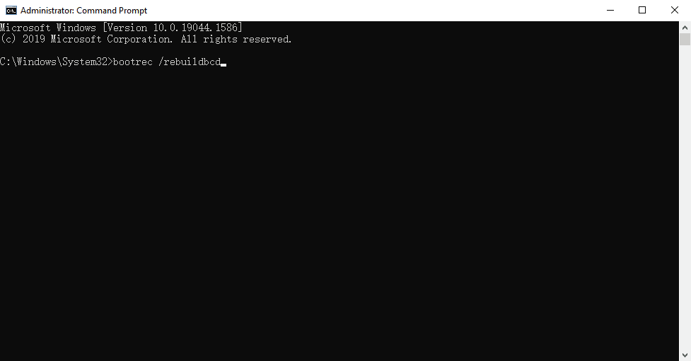 Windows Command Prompt - bootrec /rebuildbcd