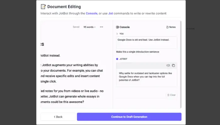 jotbot ai document editing