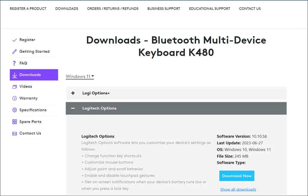 download latest Logitech keyboard software