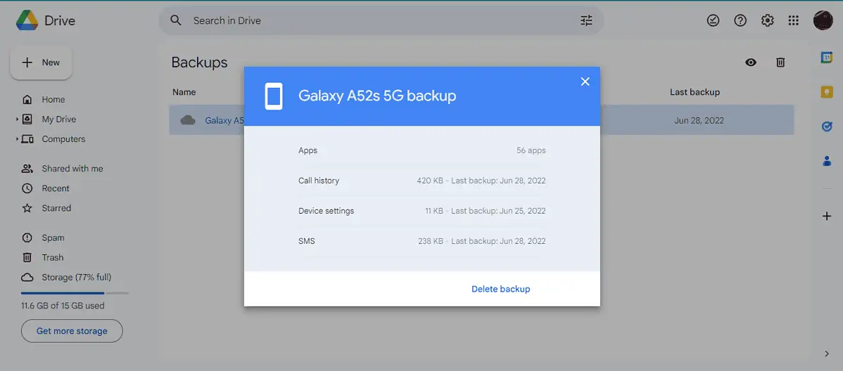 google backup