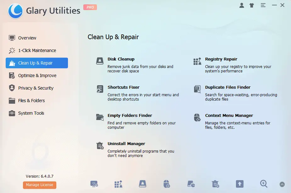 Glary Utilities Cleanup and Repair