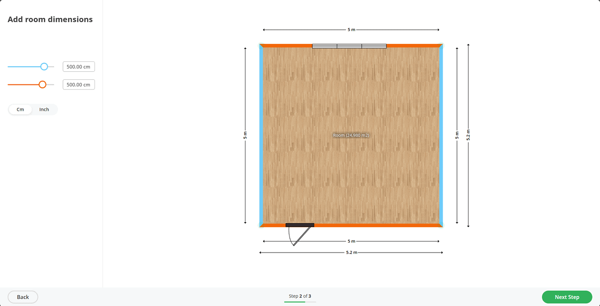 planner 5D room dimensions