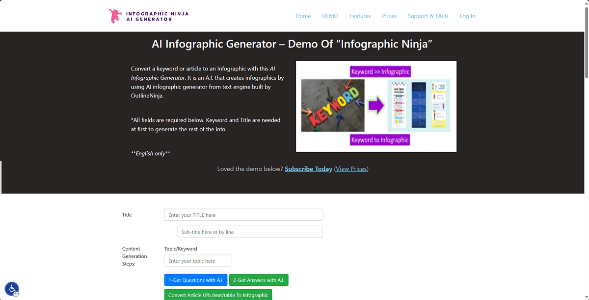 Infografikus Ninja AI információk hozzáadása