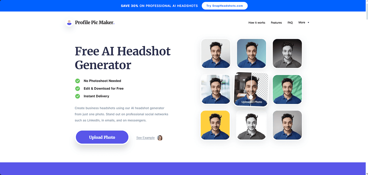 PFPMaker AI Headshot Generator interface