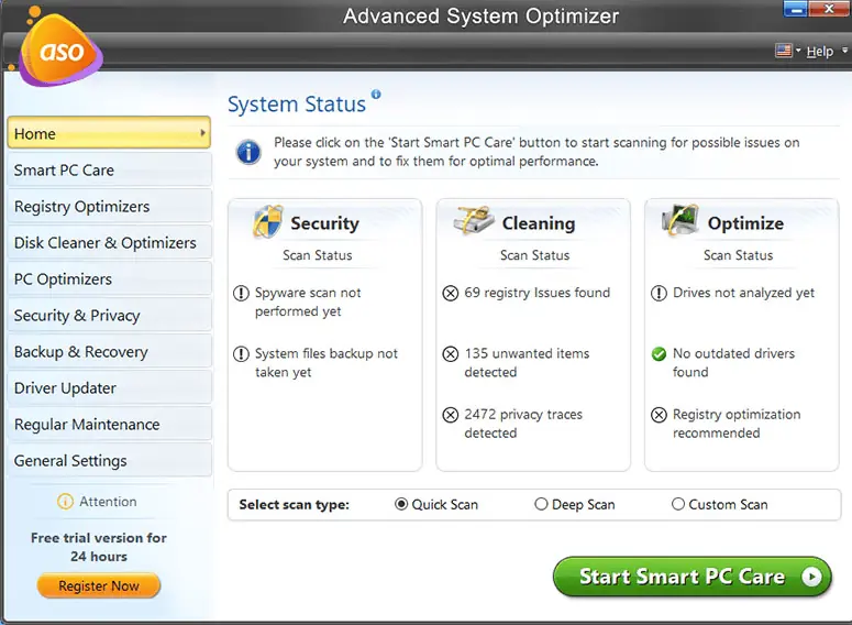 Advanced System Optimizer interface