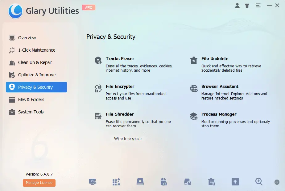 Glary Utilities Privacy Features
