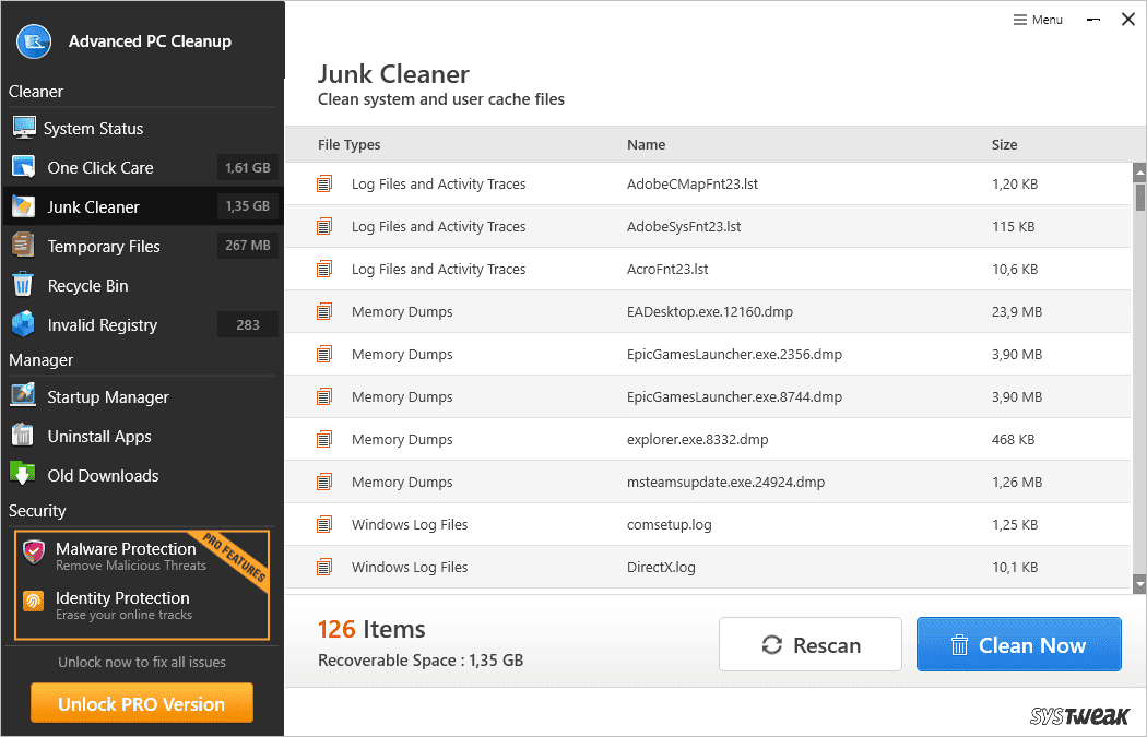 Advanced PC Cleanup Junk Cleaner