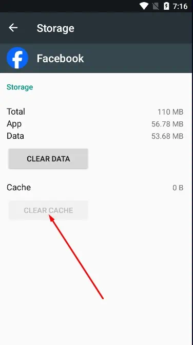 Select clear cache: how to fix Facebook cache 