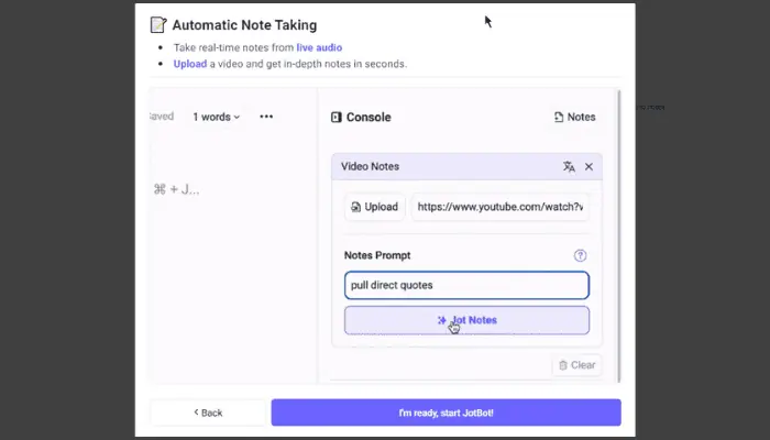 jotbot ai automatic note taking