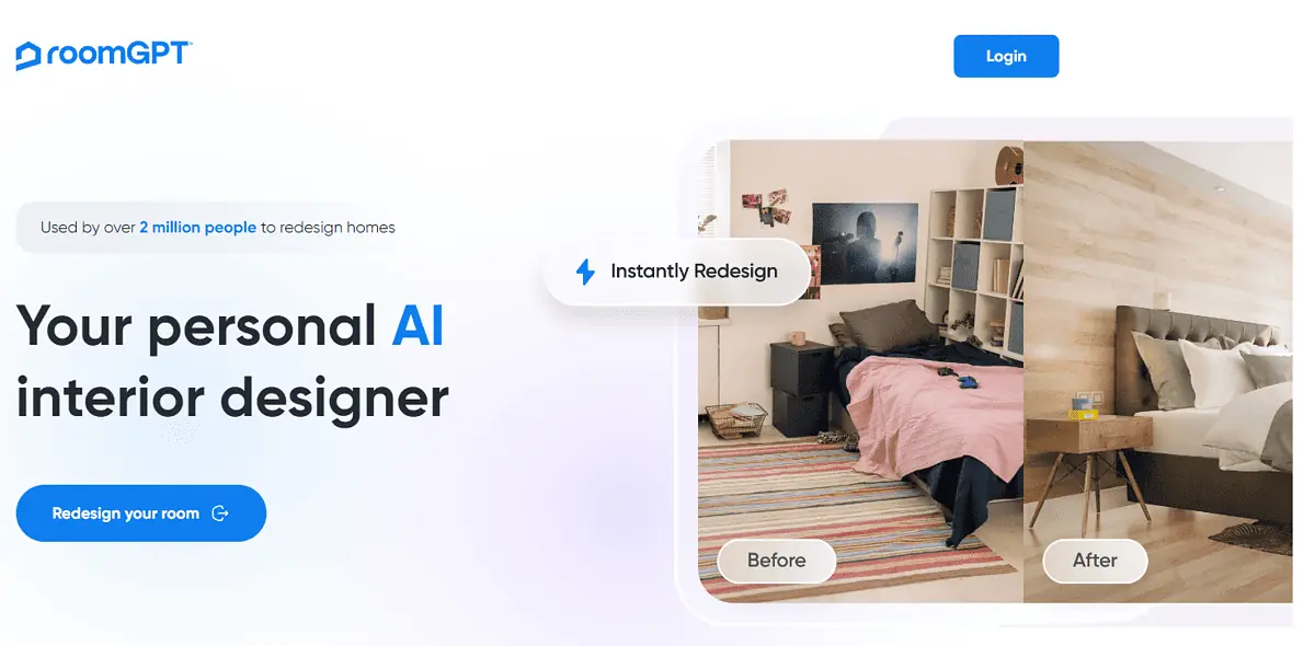 RoomGPT ai for room design interface