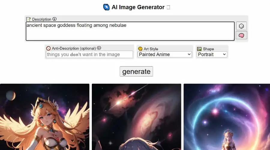 Perchance AI Review - image generator