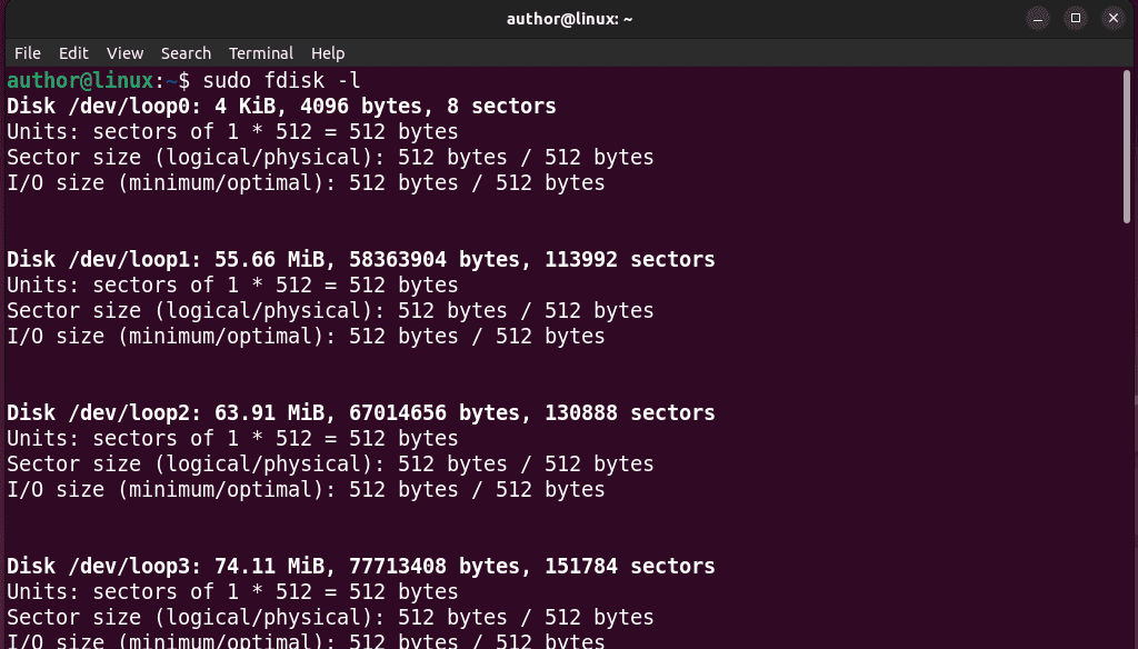 running fdisk command to check sd card in linux