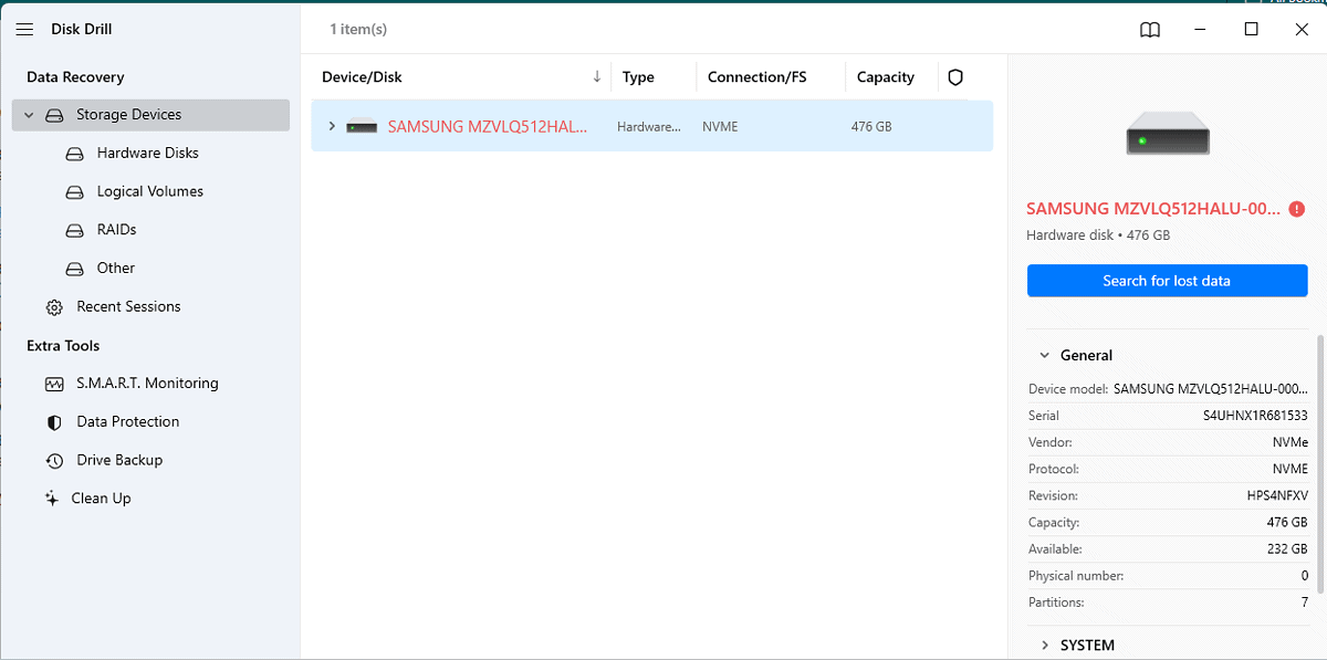 disk drill search for lost data