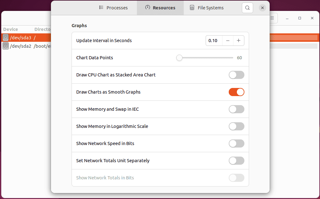 setting resources preferences on linux