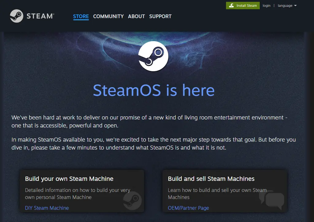 steamos homepage