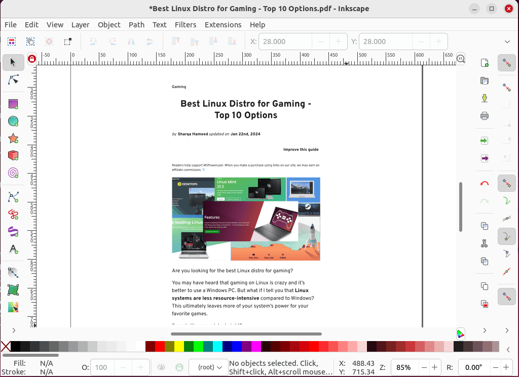 using inkscape on linux