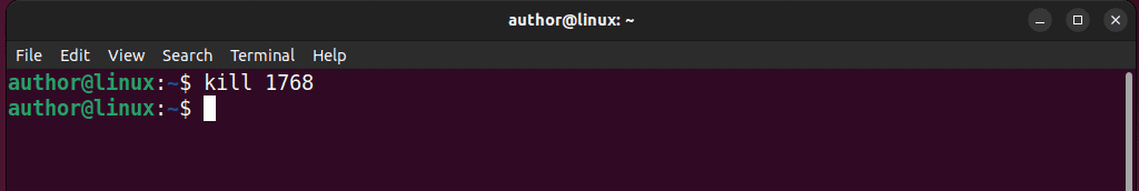 using kill command with process id on linux