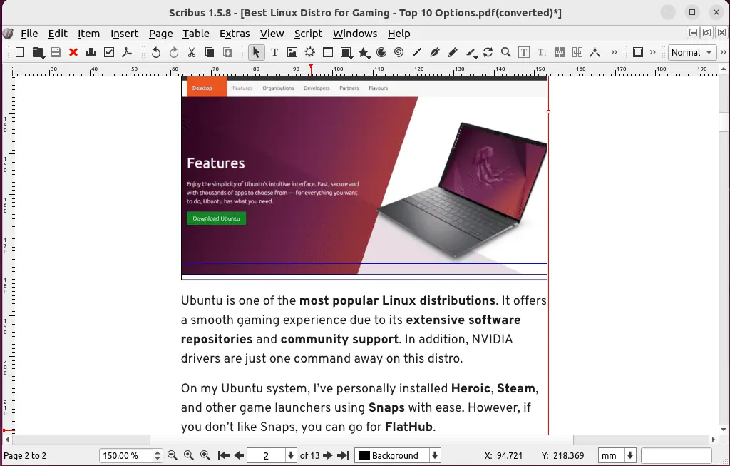 using scribus pdf editor on linux