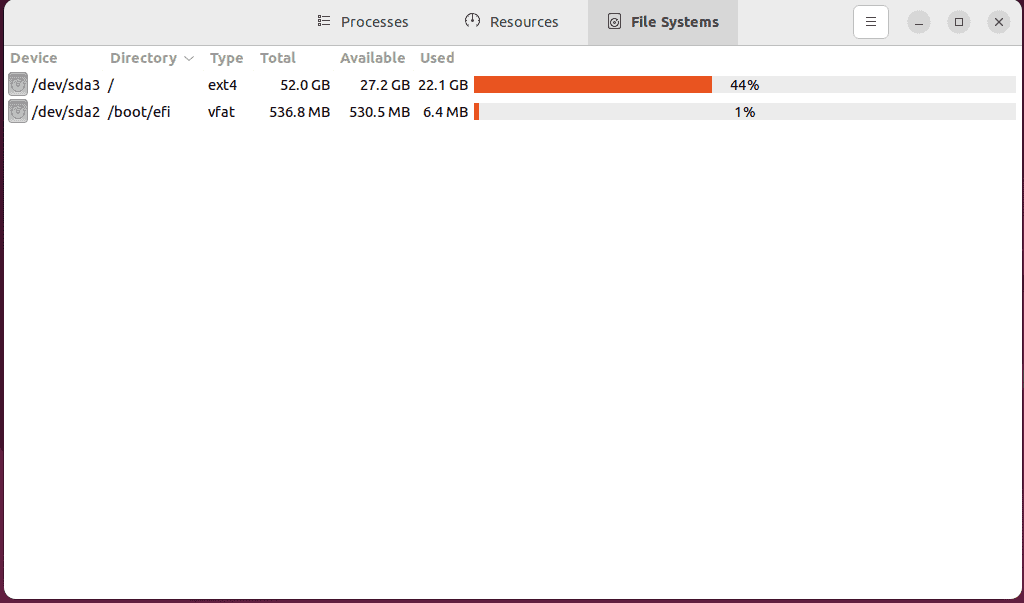 viewing file systems information on linux