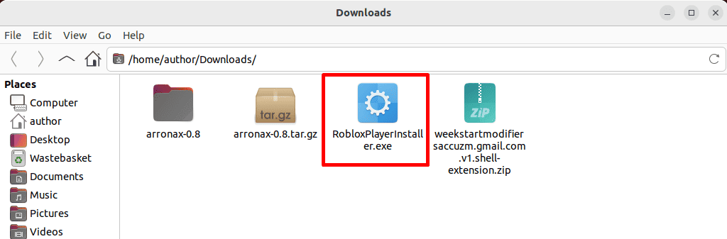 viewing roblox installer file in linux