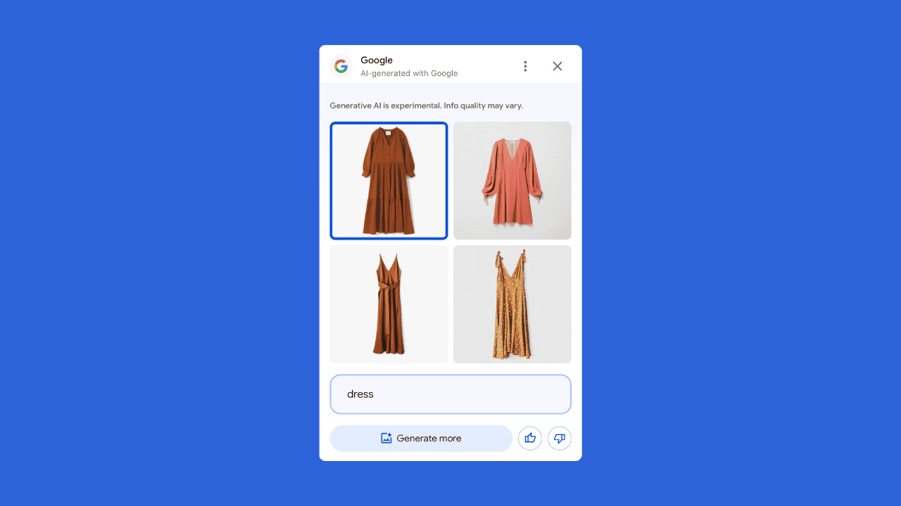 Některým uživatelům se ve Vyhledávání Google začne zobrazovat „Nakupujte s Google Al“ a generují oblečení AI jediným kliknutím