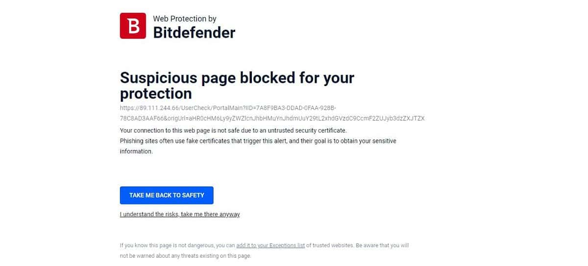Bitdefender Family Pack Page Blocked 2