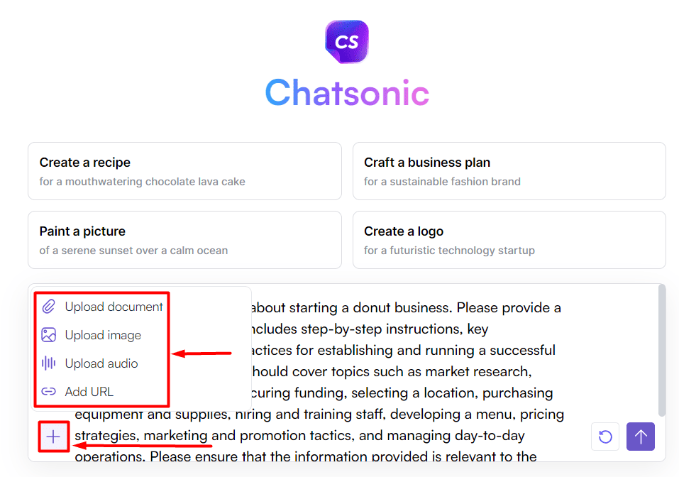 Chatsonic additional input