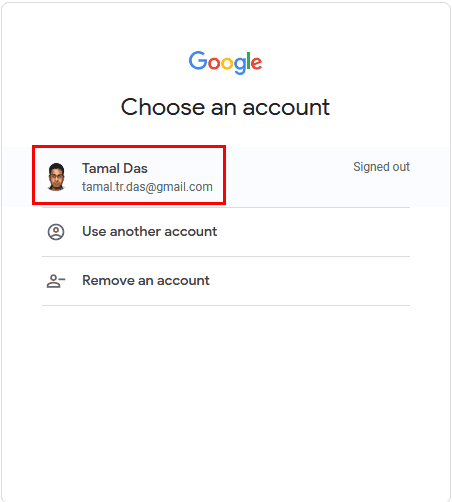 Choose account