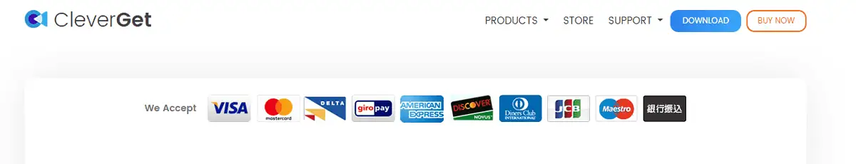 CleverGet payment methods