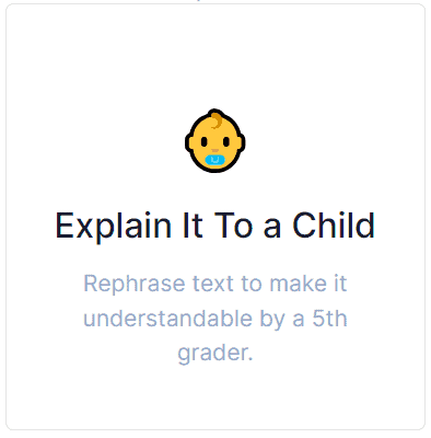 Explain to a child feature