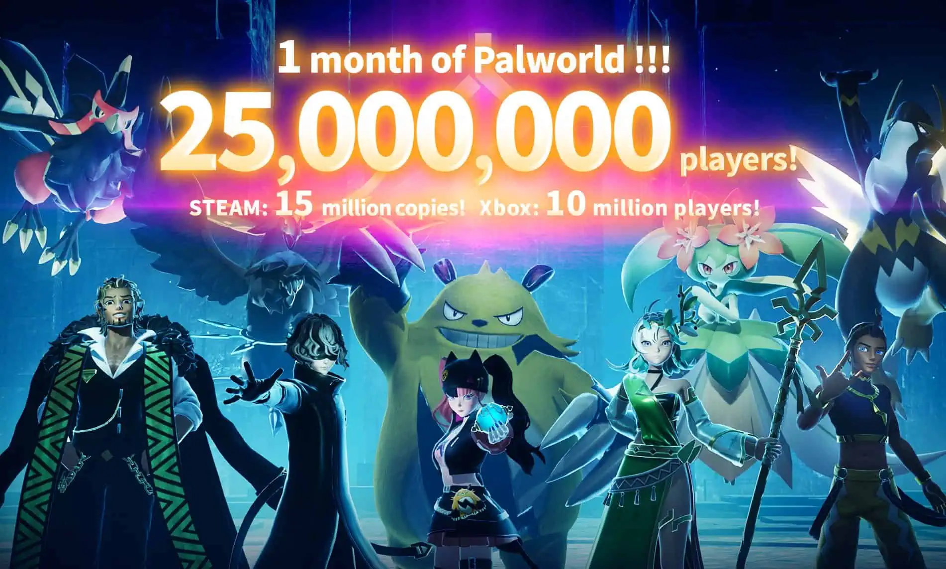 The biggest ever 3rd-party launch on Xbox Game Pass, Palworld, crosses 25m players within a month